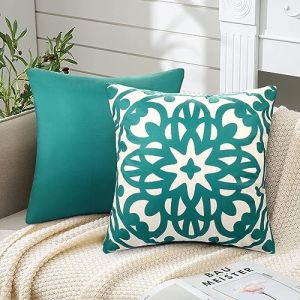 Lot de 2 Housse de Coussin en Velours Housses de Coussins Confortable Housse de Coussin Moderne Taie d'oreiller Bleu d'eau Mandala D&eacute;cor Protecteurs Housses Coussins pour Salon Chambre 45x45cm (EULeeLance, neuf)