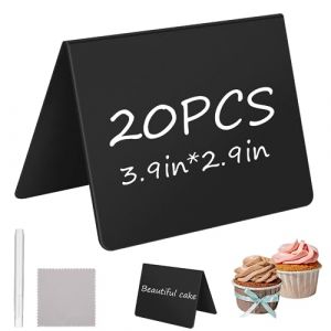 20 Pièces Mini Tableau Noir, mini Ardoise, Panneau D'affichage, Rableau Noir Craie avec 1 Stylo et 1 chiffon, Mini Ardoise Craie Plastique, pour Mariages, Fêtes, Décorations de Table et Price Tag (QYLIN Store, neuf)