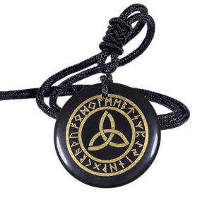 Nupuyai Collier en Obsidienne Ronde avec Cordon Ajustable, Pendentif de Cristal, Bijoux Unisexe en Quartz, Pierre Porte-bonheur pour Protection Bonne Chance, Triquetra (NeptreeEU, neuf)