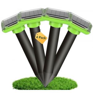Lot de 4 répulsifs solaires Anti-Taupes - Répulsif Contre Les Taupes - Répulsif Contre Les campagnols - Répulsif à ultrasons - Répulsif Solaire Contre Les Taupes (ZIBO-Store, neuf)