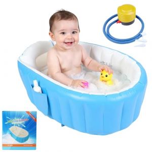Baignoire Gonflable pour B&eacute;b&eacute;, Baignoire Portable de Voyage pour B&eacute;b&eacute;, B&eacute;b&eacute; Bain Infantile avec Pompe &agrave; Air, Mini Piscine Gonflable pour Nouveau-n&eacute;, Tout-petit, Enfant (Starlighthorizon Innovations Kft., neuf)