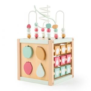 Bieco Cube de motricit&eacute;, motif Berry XXL, bois durable FSC&reg; , cube de jeu pour b&eacute;b&eacute;, d&egrave;s 1 an, cube d'activit&eacute;s, centre d'activit&eacute;s, Montessori (BIECO Spielwaren, neuf)
