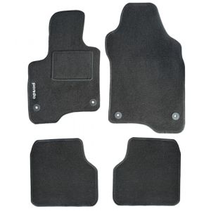Rebeca Shop® Tapis de voiture noir compatibles pour Panda à partir de 2012 et 4 clips/kit de tapis en moquette sur mesure (set 2 avant + 2 arrières) broderie logo Panda (Rebecashop, neuf)