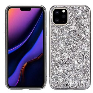 Rnrieyta Miagon Glitter Coque pour iPhone 15,Placage Cadre Paillette Brillant Paillette Très Mince Anti Choc Silicone Bumper Housse Etui de Protection (Miagon, neuf)