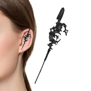 Crochet d'oreille étoile lune, boucle d'oreille piercing aiguille - Crochet d’oreille en alliage Star Moon avec pierres précieuses,Épingle d'oreille de Style asymétrique, bijoux décoratifs créatifs po (shegys, neuf)