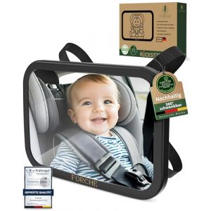 FORCHE&reg; R&eacute;troviseur arri&egrave;re pour b&eacute;b&eacute; en mat&eacute;riau incassable, miroir pour si&egrave;ge auto et nacelle, pivotant &agrave; 360 &deg;, miroir de voiture pour enfant de taille optimale, miroir pr&ecirc;t &agrave; l'emploi (Forche, neuf)