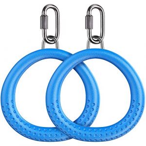 Dolibest Rond Anneaux Gymnastique, Anneau Trap&egrave;Ze avec Mousqueton Suspension, pour Gym Ring Ext&eacute;Rieur Int&eacute;Rieur Musculation Formation Sport Olympique, &eacute;Quipement D'Entra&icirc;Nement Plein Air, Bleu/2PCS (besthouse, neuf)