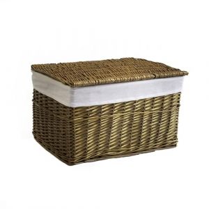 Arthur Cameron - Panier en osier doublé avec couvercle amovible et doublure en coton - Parfait pour la salle de bain, le salon ou la chambre à coucher - Panier de rangement avec couvercle, grande (Arthur Cameron, neuf)