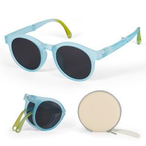 Hifot Pliable Polarisées Lunettes de soleil Enfant Anti UV400 Lunettes de Soleil Caoutchouc Flexible Lunettes de Sport et Étui à Lunettes Lingettes -3-12 ans Garçon et Fille (Bpeow eu, neuf)