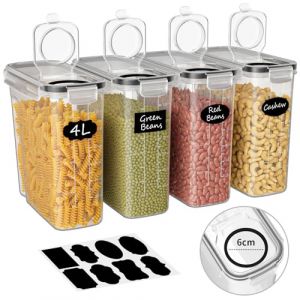 Withosent 4L Boite Rangement Cuisine Lot de 4, Boîte Hermetiques Alimentaires en Plastique, Boite de Conservation Alimentaire Cuisine, Boite Cereales Pâtes Farine (ASTRATECH  LINA S.R.L., neuf)