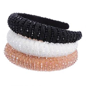 3 pcs Perle Strass Bandeau for Femmes Cheveux Perles Perles Strass Bandeaux Décor De Mariage Perles Baroques Vintage Bandeaux Rembourrés Bandeaux Strass Miss Liner Press Hair/1793 (Chengdegaoxinquhongchendianzishangwu, neuf)