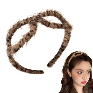 Broupe de cheveux en peluche, bandeau en peluche - Bandeau de douche en forme de lunettes,Hoop à cheveux imprimés par leopard, Heads élégants pour le maquillage de yoga spa (smileyshy, neuf)