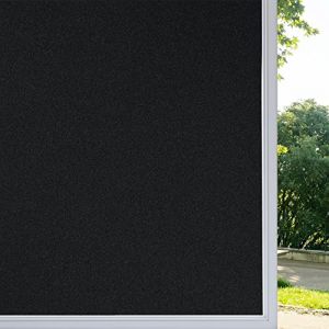 rabbitgoo Film Fenetre Anti Regard, Film Occultant Fenêtre Noir 30x200cm, Brise Vue Fenetre Electrostatique Bon Intimité, Sticker Opaque pour Vitre Anti UV Dépoli pour Salle de Bain Chambre Maison (RabbitgooFR, neuf)