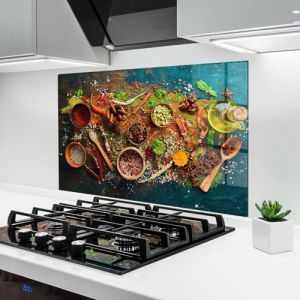 ARTHUB&reg; Cr&eacute;dence de Cuisine en Verre 60x100 cm, Seasonings Mix | Protection Contre Les &eacute;claboussures, Rev&ecirc;tement Mural en Carreaux, Plaque en Verre, Verre tremp&eacute;, Aliments, &Eacute;pices (ARTHUB - wall decor, neuf)