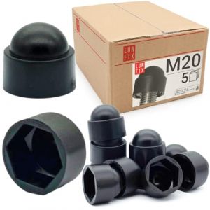 Cache écrou M20 Noir, 5 pièces, caches vis plastique, capuchon de protection hexagonal, cache noir, protection anti-rouille pour écrou et vis, finition propre bricolage Lun Fix (LUN FIX, neuf)