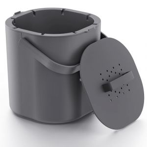 PTMS&reg; Poubelle Compost Cuisine 6L - Seau &agrave; Compost avec Filtre &agrave; Charbon Actif et Couvercle &agrave; accrocher - composteur Cuisine Anti-Odeur, Lavable au Lave-Vaisselle, avec Grille int&eacute;rieure (PTMS_ITA, neuf)