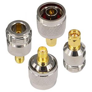 Boobrie 4PCS Kit de Connecteur Type N vers SMA Adaptateur N Mâle/Femelle à SMA Mâle/Femelle Fiche N SMA Connecteur SMA N-Type pour Antenne CB, Radio, Antenne WiFi, Antenne Routeur WiFi sans Fil (BOOBRIE, neuf)