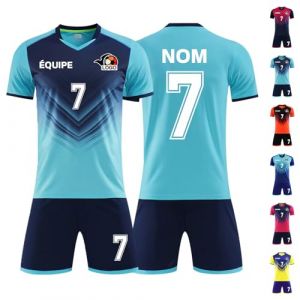 Maillot Football Personnalis&eacute;，Maillot de Foot Enfant Homme FemmePersonnalis&eacute;, Personnalis&eacute; Nom, Num&eacute;ro, Logo de l'&eacute;quipe (Bleu Clair) (VeroSpace France, neuf)