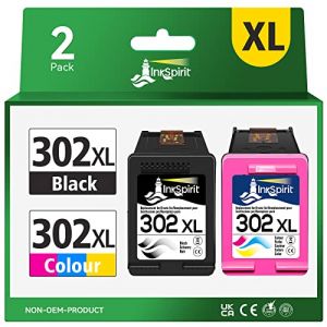 InkSpirit 302 Lot de 302 Cartouches d'encre de Rechange pour HP 302 XL Noir et Couleur pour OfficeJet 5230 3831 5232 4650 4658, DeskJet 3630 3636 3639 1110 2130, Envy 4524 4520 4527 4525 (Print--Expert, neuf)