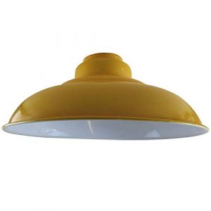 LEDSone Industriel Pendentif Plafonnier Abat-jour, Rétro Cuisine Pendentif Plafonniers Vintage Métal Loft Bar Suspendu Éclairage Rustique Suspension Abat-jour (Jaune) (LEDSONE, neuf)