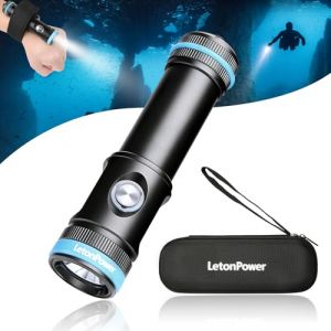 LetonPower Tynny-13se Lampe de plongée 2200 lumens Lampe de poche sous-marine compacte, torche de plongée à 6 modes, chargement de type C pour lampe de poche de plongée sous-marine (Black) (LetonPower Underwater Lighting Store, neuf)