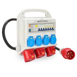 Tubiaz Coffret de Chantier, Coffret Chantier 4x230V+2x16A 400V CEE+1x32A 400V CEE, Coffret électrique de Chantier FI LS - Répartiteur de courant fort IP44 (BIGBIGDUCK, neuf)