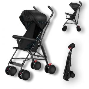 Poussette Canne 0-4 ans,Landau Poussette pour enfant,Pliable/Auvent Réglable/Roues Verrouillables/Coussin de Siège Confortable/Absorbant les Chocs et résistant à l'usure,L67cm x L45cm x H100cm (Noir) (zvzhano, neuf)