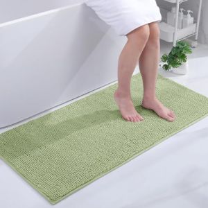 Homaxy Tapis de bain en chenille antid&eacute;rapant Lavable Doux Tapis de bain Absorbant Duschvorleger pour salle de bain - 60x120 cm, Vert sauge (Homaxy EU, neuf)