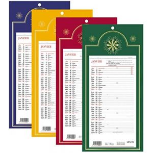 LECAS - 1 Plaque Calendrier Mensuel Long Classique - Janvier &agrave; D&eacute;cembre 2024-16 x 33,3 cm - 4 coloris disponibles (FOURNITURE DISCOUNT, neuf)