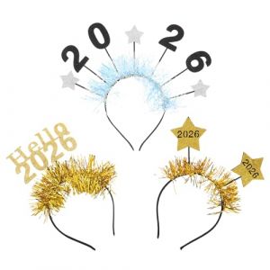 TOPPERFUN 3pi&egrave;ces Bandeaux Ann&eacute;e Femmes R&eacute;veillon Accessoires Cheveux F&ecirc;tes Fin Ann&eacute;e Scintillants &Eacute;toiles Guirlandes (Linuya, neuf)