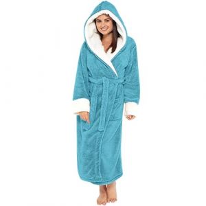 Peignoir De Bain Femme Unisexe Eponge Capuche Automne Hiver Peignoir avec Capuche Chaude Peignoir Moelleux Éponge Douce Coton Eponge Vêtements De Détente Robe De Chambre Une Pièce (Blingko, neuf)