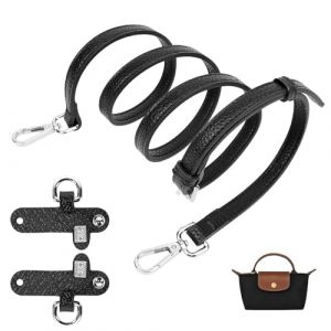 Bandouliere pour Sac Longchamp en Cuir Réglable - Anse pour Sac à Main - Convient aux Sacs Longchamp Femme Pliage et Petits Sacs (1,2 cm de Largeur de Bandoulière) - Accessoire Essentiel! (Noir) (Dexuanzhiju, neuf)