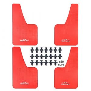 XUKEY Lot de 4 bavettes Garde-Boue universelles 36x21cm Rouge pour Voiture, SUV, Van, Hayon, UTV, ATV - Garde-Boue Avant et arrière avec Vis (A/R.S MUD Flaps-Lettre) (XUKEY, neuf)