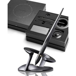 novium Hoverpen Interstellar: le stylo qui lévite, Space Black avec anneau en Or 18 carats et fragment de météorite - Design Futuriste et Premium inspiré de l'espace, Stylo à bille de Luxe (Novium Design, neuf)