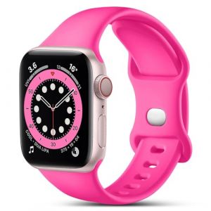 CeMiKa Compatible avec Apple Watch Bracelet 38mm 40mm 41mm 42mm 44mm 45mm 46mm 49mm, Bracelets en Silicone de Remplacement pour iWatch SE Series 10 9 8 7 6 5 4 3 2 1, 38mm/40mm/41mm-S/M, Rose Vif (CeMiKa Store, neuf)