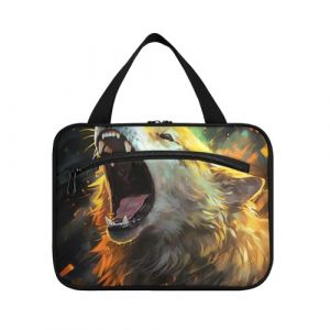 Linnyio Loup De L'Espace Hurlant Trousse de Toilette de Voyage Suspendue Maquillage,Grande Capacit&eacute; Pliable Rangement Sacs de Lavage pour Femmes Filles (Linnyio, neuf)