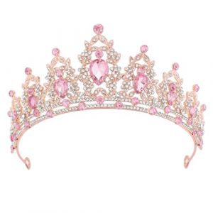 DRESHOW Couronne d'anniversaire pour Femmes Tiare de Cristal pour Filles Accessoires de Cheveux Tiare de Mariage Couronne de Princesse Pailletée Serre-tête de Fête Diadèmes pour Femme (Dreshow, neuf)