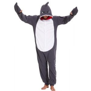 sazpajacos Animal Requin Costume Halloween Cosplay Costume Unisexe Requin Adulte Grenouill&egrave;re Pyjama Dessin Anim&eacute; F&eacute;roce Requin Costume Habillage F&ecirc;te pour Femmes Hommes, Gris S (Super sky, neuf)