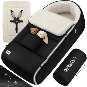 Monzana® Chancelière Universelle pour Poussette, landeau ou Siege Auto, Reducteur de lit bébé, Couverture Bebe emmaillotage, nid d’Ange, Gigoteuse Hiver, Plaid Cosy Avion Cabine - Noir (DEUBA-FR, neuf)