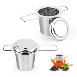 2 Pièces Infuseur à Thé, MXTIMWAN Filtre à Thé Trou Fin Acier Inoxydable, Filtre the pour Tasse, Infuseur à Thé avec Poignée Pliable et Couvercle, Universel Passoire à Thé pour Théière, Mug, Tasse (VENDILOGRIGO, neuf)