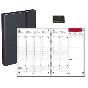 Lot Agenda Semainier Connecté A5 Office 2026 OXFORD 1 Semaine 2 Pages + 1 Index Adhésif Blumie (Noir Rouge A5) (Blumie Shop, neuf)