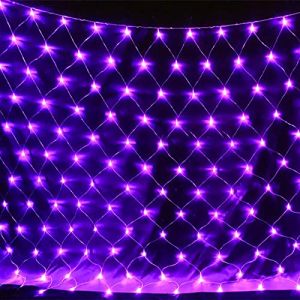 WxiaoD Réseau de lumière LED Éclairage Filet Lumineux Noël pour extérieur et intérieur Décoration de jardin lampe Guirlande Lumineuse Rideau lumineux (1.5x1.5M 96LED, Mauve) (WxiaoD, neuf)