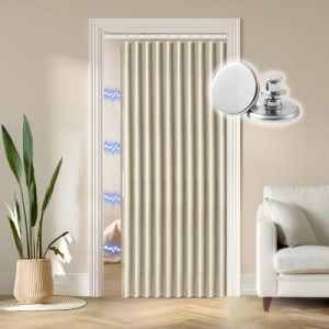 RINHARTEX Rideau de porte occultant magnétique de style accordéon pour placard, rideau de porte plissé et pliable pour porte en accordéon, séparateur de pièces, chambre à coucher, salle de bain, salon (wuhankunpengshangmao, neuf)