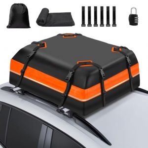 Geloo Coffre de Toit Voiture, Étanche 15 Pieds Cubes de Sac de Toit de Voiture 1000D Boîte de Rangement de Toit Pliante, pour la Plupart des Voitures avec/sans Barres de Toit (UKAUTO, neuf)
