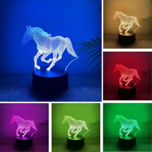 BIRBANN Veilleuse Cheval 3D, Lampe Illusion 3D Pour Enfants, Lampe Cheval 7 Couleurs Smart Touch, Cadeau Pour Filles Garçons (tomorrow mall9.., neuf)