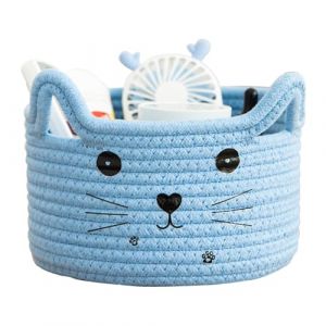 Panier de Rangement Tressés en Coton,Panier Rangement Jouet,Panier Jouet Chien,Organisateur de Jouets,Boite Rangement Jouet,Corbeille Rangement pour Jouets,Produits Cosmétiques,Bleu (LEdoudouLE, neuf)