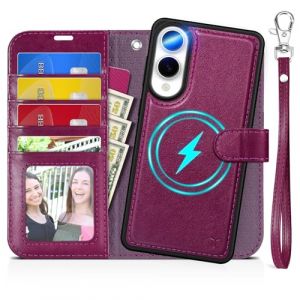 TUCCH Coque pour Galaxy S25 Edge 5G, 2-en-1 D&eacute;tachable Housse Simili Cuir Etui TPU Folio &agrave; Clapet Dragonne [RFID Blocage] Portefeuille Support Vid&eacute;o Protection pour Galaxy S25 Edge 6,7" - Violet Prune (EC-GLOBAL FR, neuf)