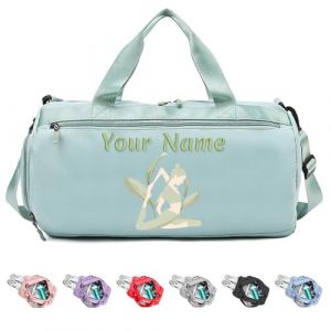 Sac de Sport Personnalis&eacute; avec Nom, Sac Polochon Personnalis&eacute; pour Hommes et Femmes, Cadeau pour Les Amateurs de Fitness/Voyage - avec Poche S&egrave;che et Humide et Compartiment &agrave; Chaussures - Vert Menthe (DUOYUN Store, neuf)