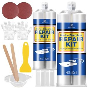 Kit de r&eacute;paration fibre de verre pour bateau - 100ml Fibre de verre transparente, R&eacute;sine &eacute;poxy d'entretien pour navires & bateaux - Kit fibre de verre rapide pour r&eacute;parer rayures, fissures (DecorRom, neuf)
