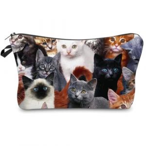 JYNVO Trousse de Maquillage Épaisse aux Motifs de Chats (ROBFLOR MARKET CARS, neuf)